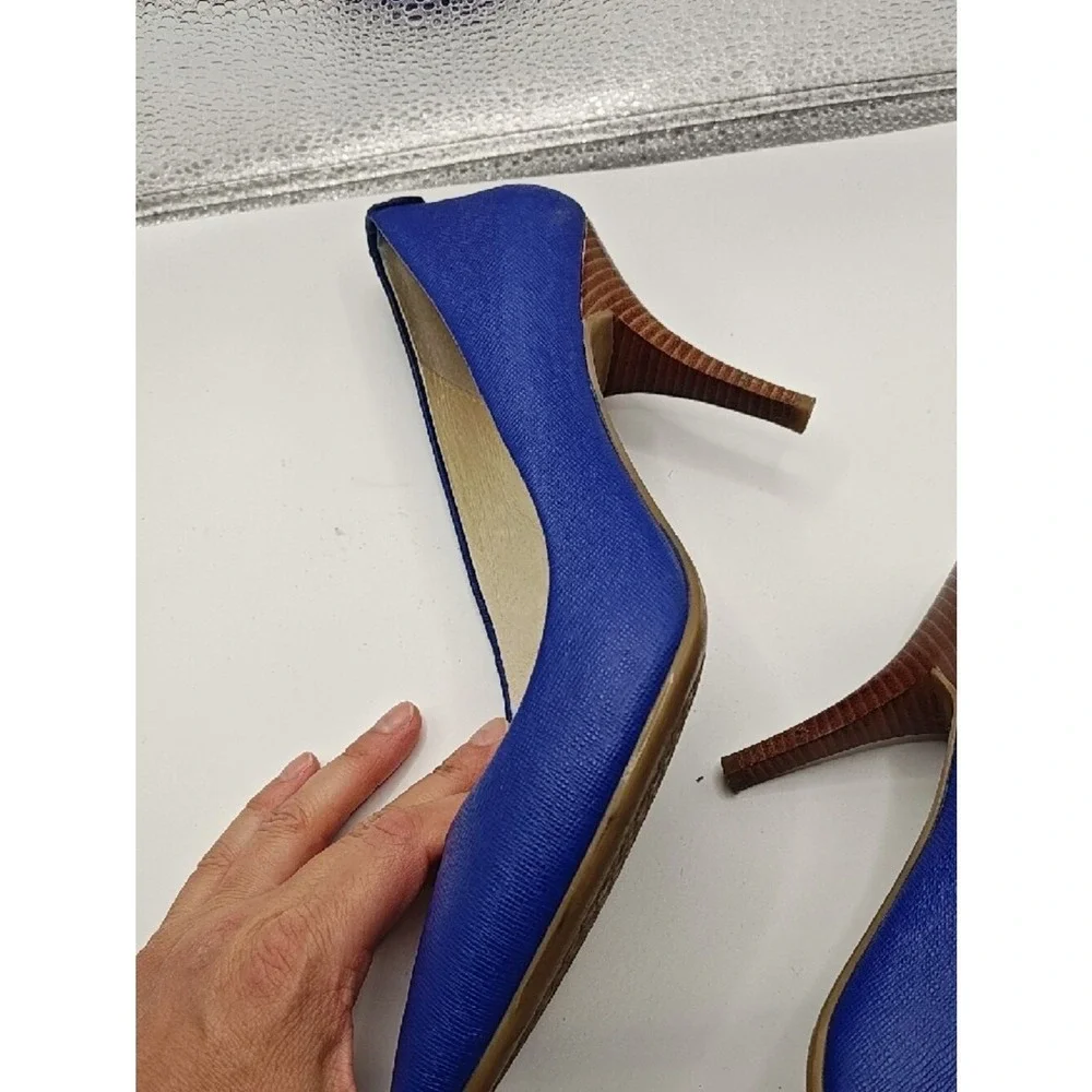 Michael Kors Women Pumps Size 8 M Flex Mid Cobalt Blue Saffiano Leather